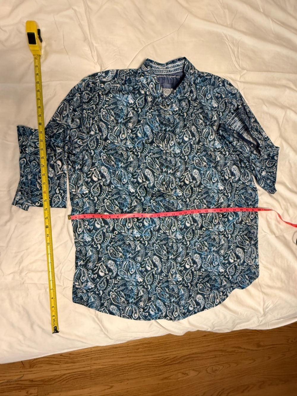 Blue Robert Graham Long-Sleeve Button-Up Shirt 2x - Picture 6 of 6